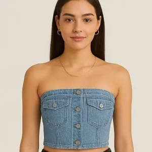 Denim tank top for women breathable summer wear